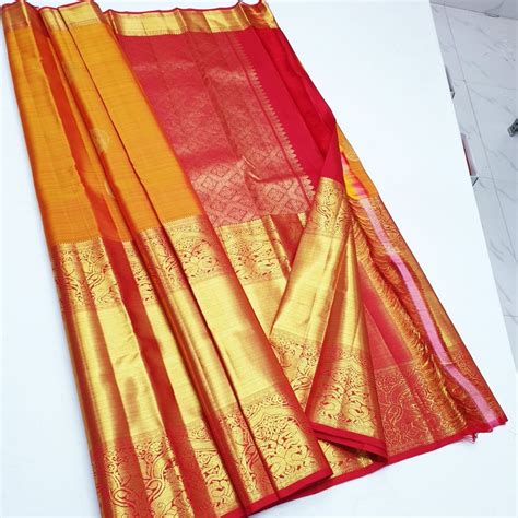 Wedding Wear Kanchipuram Pure Silk Sarees Dry Clean M With Blouse