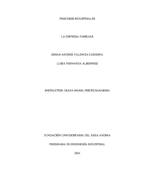 Procesos Industriales EJE 4 PROCESOS INDUSTRIALES LA EMPRESA FAMILIAR