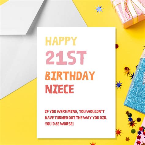 Happy 21st Birthday Niece A5 Niece Card 21st Birthday Card Etsy