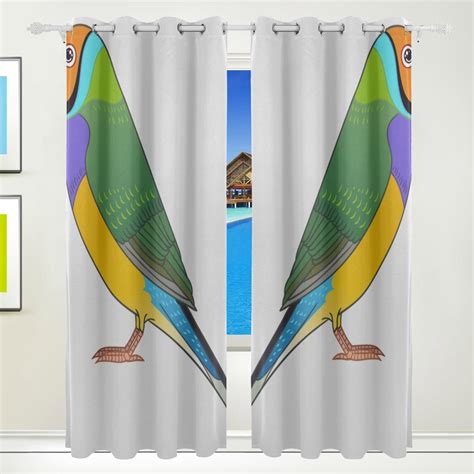 Curtains Windows Colorful Beautiful Bird Lightweight Print Bedroom