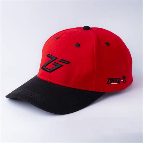 Red and Black Cotton Twill Baseball Cap - Zipper-G