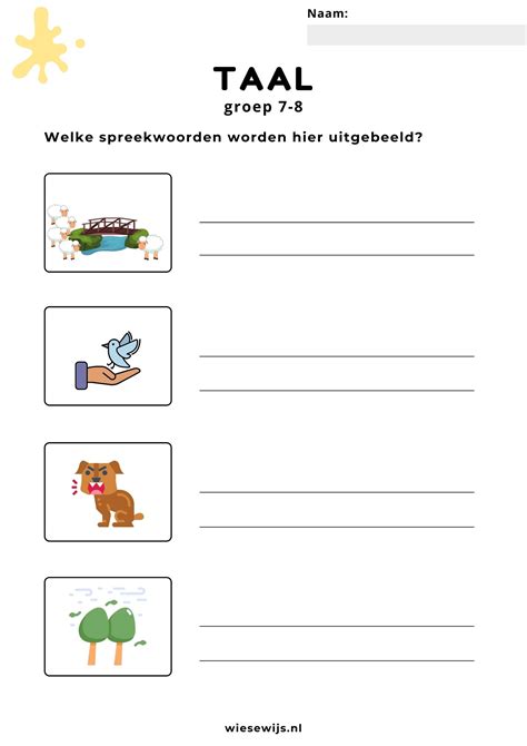 Werkblad Taal Groep Spreekwoorden Wiesewijs