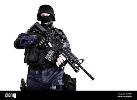 Special Weapons And Tactics Swat Team Officer With His Gun Stock