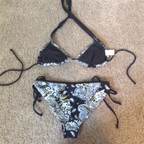 Ritchie Swim Ritchie Black And Gold String Bikini Size Medium