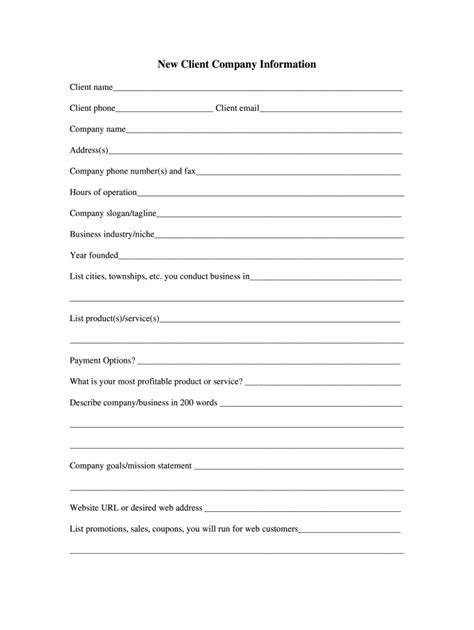 Digital Marketing Client Questionnaire Pdf Editable Template