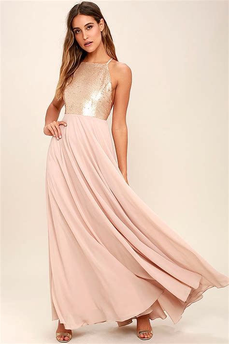 Lovely Gold Dress Sequin Dress Maxi Dress 8900 Lulus