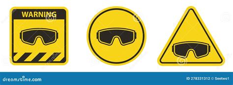 Eye Protection Required Sign On White Background Stock Vector