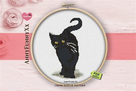 Black Cat Cross Stitch Pattern PDF Xstitch Silhouettes Cats