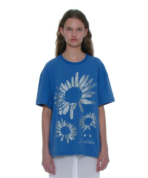 MUSINSA PARTIMENTO WOMEN Floral Printed Oversized T Shirt Blue