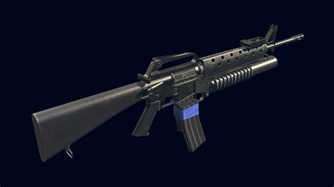 3d Model M16a1 Automatic Rifle Equipped With M203 Launcher Vr Ar