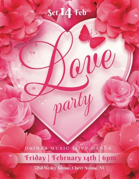 Premium Psd Valentine Day Party Psd Flyer Template