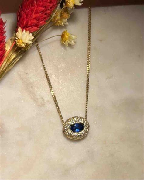 Collier Vintage Saphir Azur Diamants Ma Va Bijoux Uniques Et