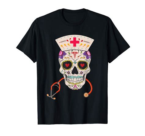 Sugar Skull Nurse Halloween Day Of The Dead Ts T Shirt Minaze