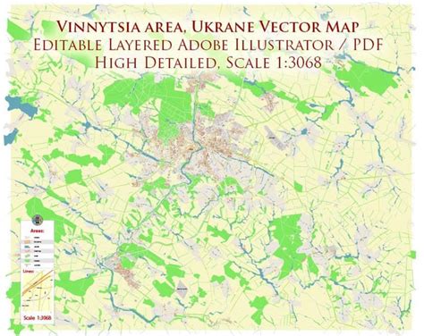 Vinnytsia Ukraine Map Vector Exact City Plan High Detailed Street Map ...