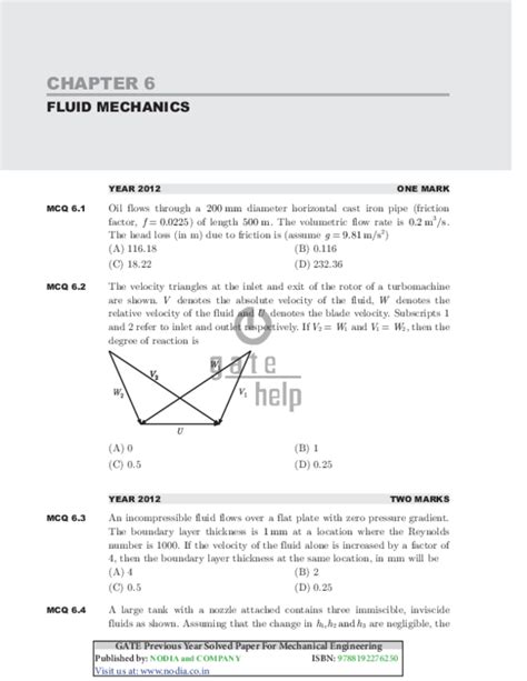 Pdf Chapter 6 Fluid Mechanics Gate Previous Year Solved Paper For