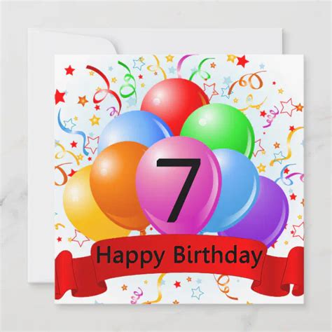 Happy 7th Birthday Balloons Banner Card Zazzle