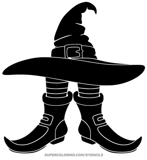 Stencil Of Witch Hat And Boots Free Printable Papercraft Templates