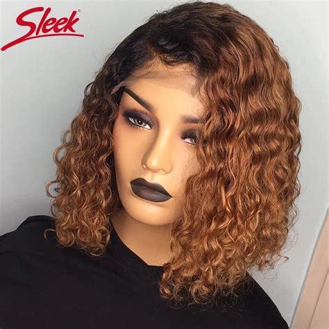 Sleek Curly Human Hair Wig For Women Kinky Curly Remy Brazilian Hair Wigs Tt1b 30 Ombre