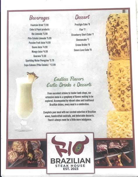 Rio Brazilian Steakhouse Menu