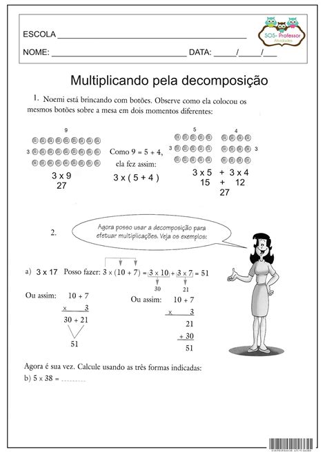 Atividades De Multiplicação Por Decomposição 4 Ano