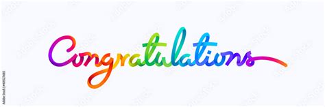 Congratulations Written With Colorful Lines On White Background Stock