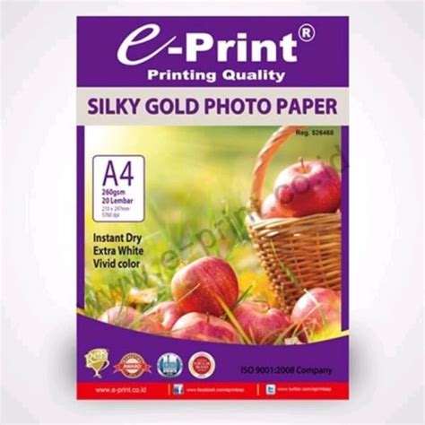 Jual E Print Silky Gold Photo Paper A4 Kertas Foto Doff Murah Bagus