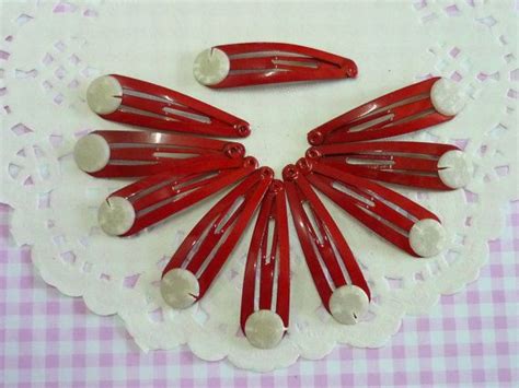 10 Pcs Red Hair Snap Clip With Flat Pad 40mm Etsy Hong Kong Snap