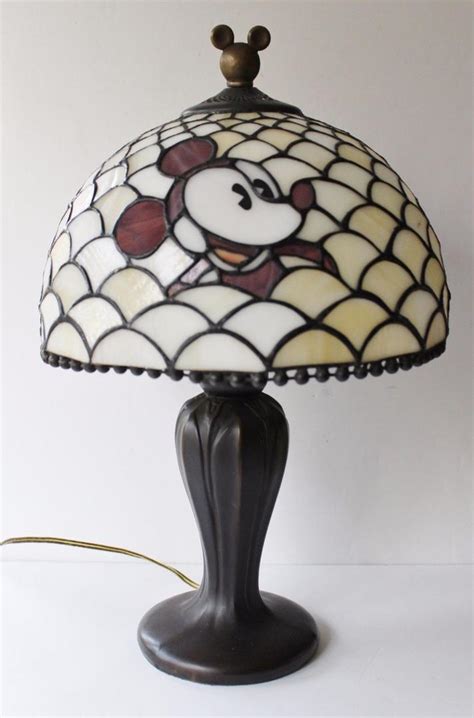 Mickey Minnie Mouse Lamp Stained Glass Tiffany Style Rare Table Disney