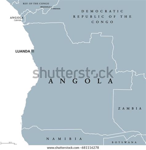 Angola Political Map With Capital Luanda And Exclave Cabinda Republic