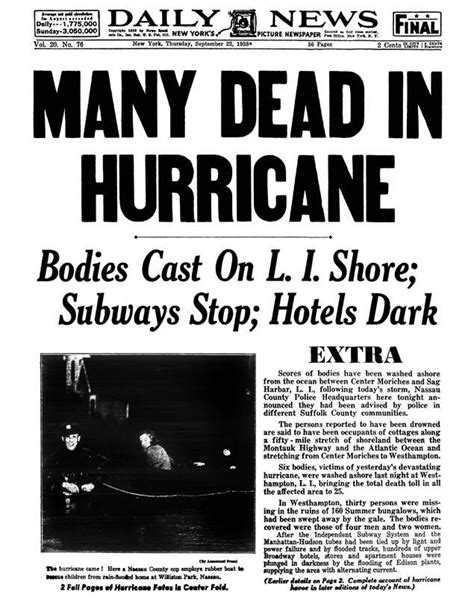 The Great New England Hurricane of 1938 - News Clippings