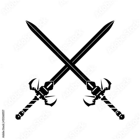 Medieval Crossed Swords Icon Vector Illustration Of An Ancient Crossed Claymores Silhouette