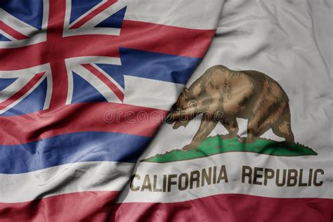 Big Waving Colorful National Flag Of California State And Flag Of