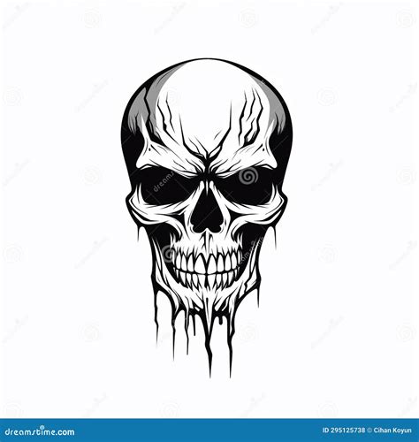 Skull For Logo Authentic Hand Drawn Symbol Stock Illustration