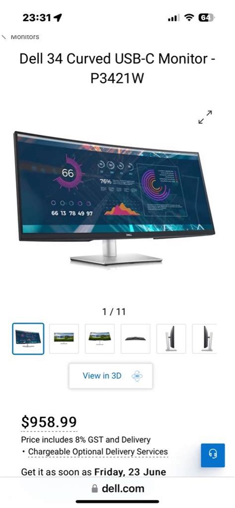 Dell Monitor P3421W, Computers & Tech, Parts & Accessories, Monitor ...