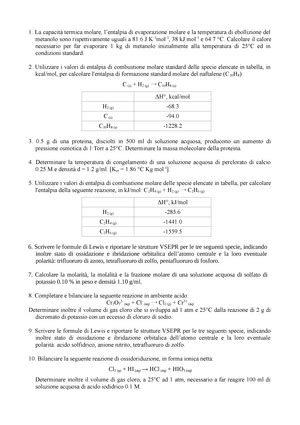 Solved Esercizio In L Di Soluzione Acquosa Vengono Sciolte Mol