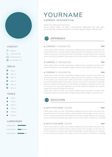 Premium Vector | Simplistic Resume Template with Clean Design