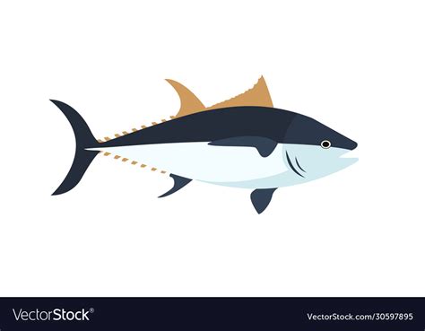 Atlantic bluefin tuna fish simple cartoon color Vector Image