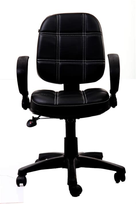 Black Synthetic Leather Office Chair Foldable No Rotatable Yes At