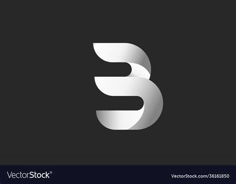 B black and white gradient alphabet letter logo Vector Image