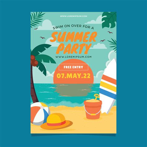 Summer Party Poster Template 7394819 Vector Art at Vecteezy