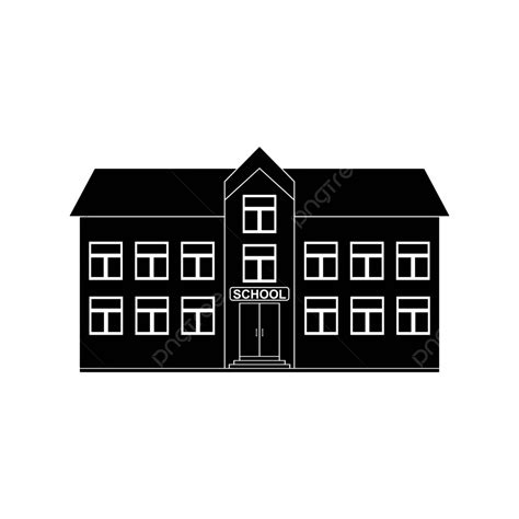 Simple Building Icon With School Inscription Silhouette Idea