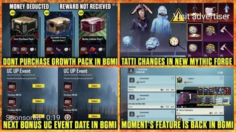 Growth Pack Glitch In Bgmi New Mythic Forge Uc Bonus Event Date