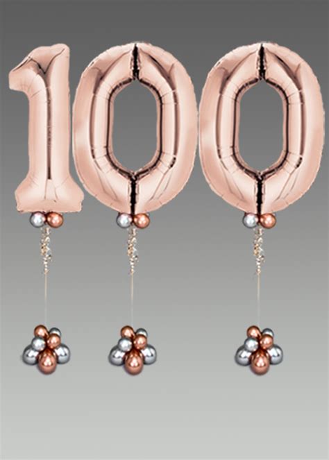 Deluxe Chrome Rose Gold 100th Birthday Number Balloon Set