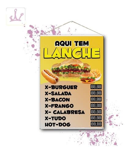 Placa Faixa Banner Aqui Tem Lanche X Cm Mercadolivre