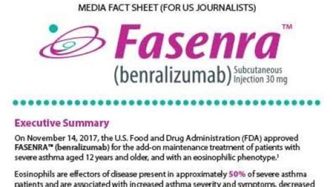 Fasenra Benralizumab Receives Us Fda Approval