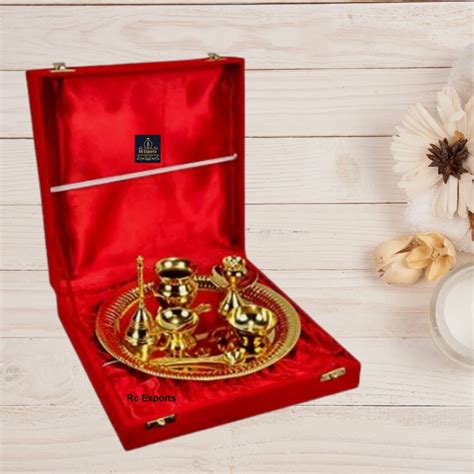 Golden Stainless Steel Pooja Thali Set Pieces At Rs Set In Jaipur