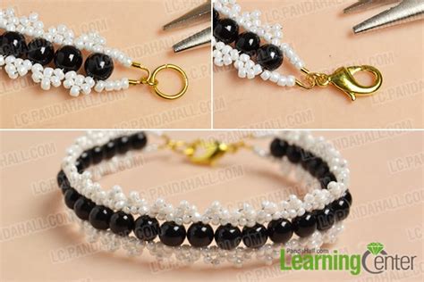 Pandahall Tutorial On How To Make White Seed Beads Bracelet With Black