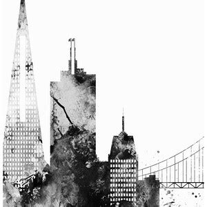 San Francisco Er Set Skyline Schwarz Wei Drucke Innenstadt Triptychon