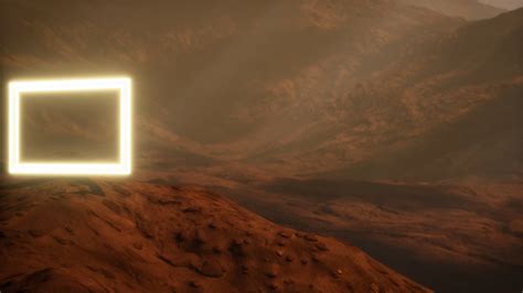 Neon Portal on Mars Planet Surface With Dust Blowing 5922616 Stock