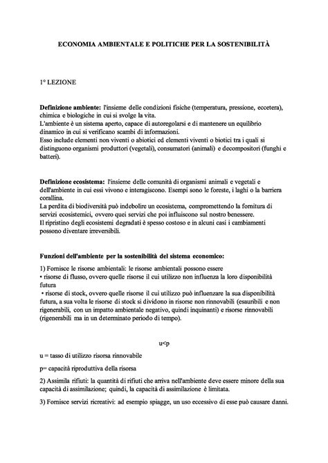 Economia Ambientale Economia Ambientale E Politiche Per La